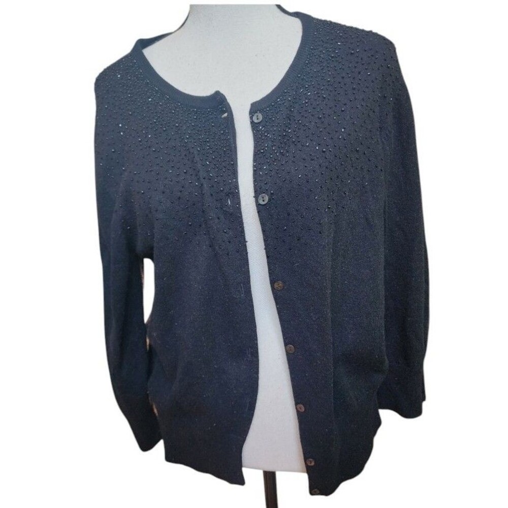 Vintage George Me by Mark Eisen Angora Lambswool Cashmere Beaded Sweater Size XL